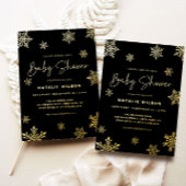 Holiday Gold Snowflake Winter Baby shower Folie Uitnodiging