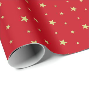Holiday Gold Stars op Red Cadeaupapier