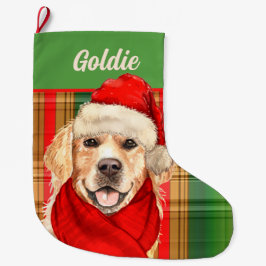 Holiday Golden Retriever en Play met de naam van D Grote Kerstsok