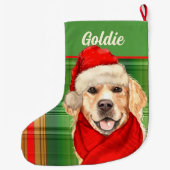 Holiday Golden Retriever en Play met de naam van D Grote Kerstsok (Achterkant)