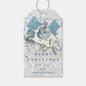 Holiday Gray Spark Harten kerstfeest Reindester Go Cadeaulabel (Voorkant)