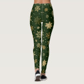 Holiday Green and Gold Snowflakes Leggings (Achterkant)
