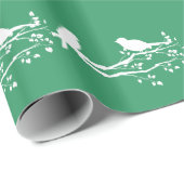 Holiday Green Bird Nest Silhouette Cadeaupapier (Rol Hoek)