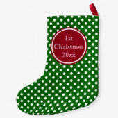 Holiday Green en Red Polka Dot Monogram Kleine Kerstsok (Achterkant)
