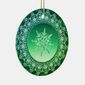 Holiday Green Ice Crystal Snowflake Keramisch Ornament (Rechts)