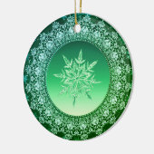 Holiday Green Ice Crystal Snowflake Keramisch Ornament (Links)
