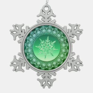 Holiday Green Ice Snowflake Ornament