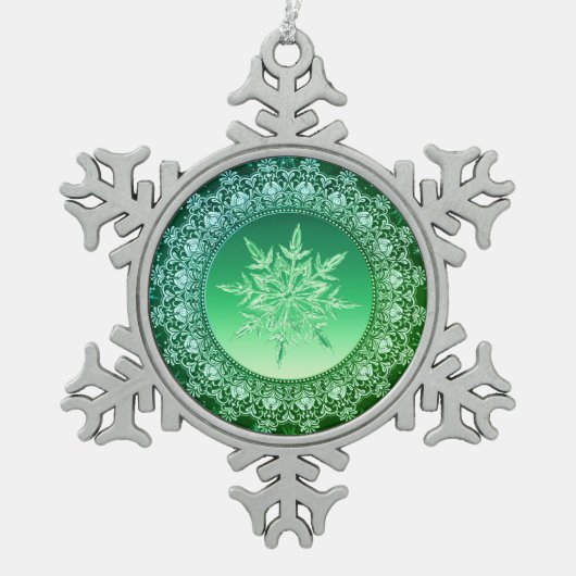 Holiday Green Ice Snowflake Ornament (Voorkant)