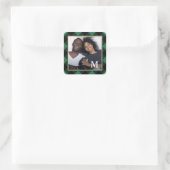 Holiday Green Play met Monogram Foto Vierkante Sticker (Tas)