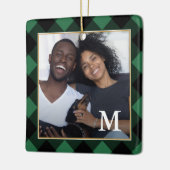 Holiday Green Play met Monogram Kerstmis Keramisch Ornament (Links)