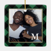 Holiday Green Play met Monogram Kerstmis Keramisch Ornament (Achterkant)