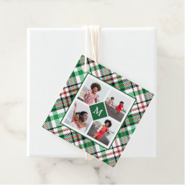 Holiday Green Pset Photo Collage en Monogram Bedankjes Labels