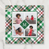 Holiday Green Pset Photo Collage en Monogram Bedankjes Labels (Voorkant)