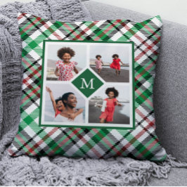 Holiday Green Pset Photo Collage en Monogram Kussen
