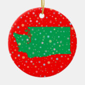 Holiday Green Red Map of Washington State Snow Keramisch Ornament (Voorkant)