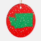 Holiday Green Red Map of Washington State Snow Keramisch Ornament (Links)