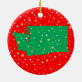 Holiday Green Red Map of Washington State Snow Keramisch Ornament (Achterkant)