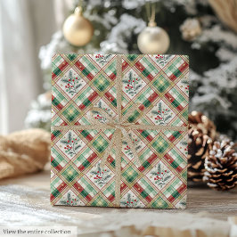 Holiday green & red watercolor checkered wrap roll cadeaupapier