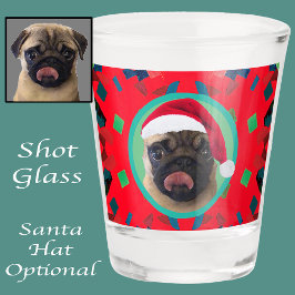 Holiday Green Red Your Dog or our Dachshund Photo  Shot Glas