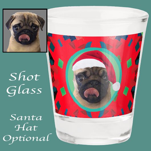 Holiday Green Red Your Dog or our Dachshund Photo  Shot Glas