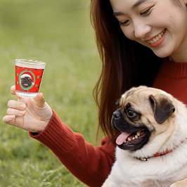 Holiday Green Red Your Dog Photo-Add Our Santa Hat Shot Glas