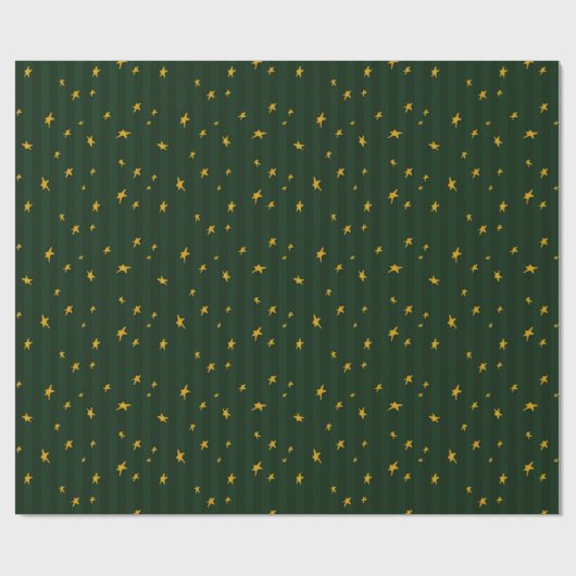Holiday Green Yellow Star Stripe Christmas Cadeaupapier (Vlak)
