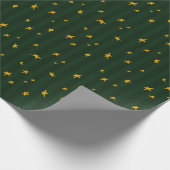 Holiday Green Yellow Star Stripe Christmas Cadeaupapier (Hoek)