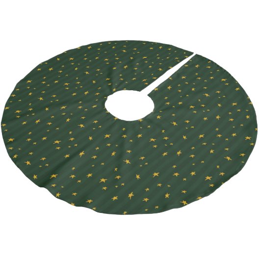 Holiday Green Yellow Star Stripe Christmas Kerstboom Rok (Gekanteld)