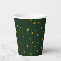 Holiday Green Yellow Star Stripe Christmas