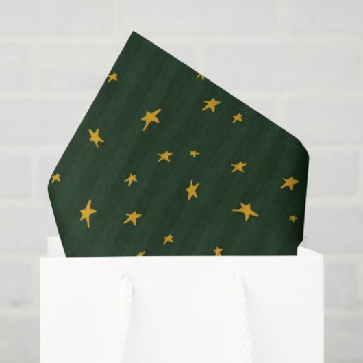 Holiday Green Yellow Star Stripe Christmas Tissuepapier (Cadeauzakje)
