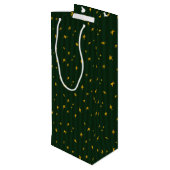 Holiday Green Yellow Star Stripe Christmas Wijn Cadeautas (Achterkant Gekanteld)