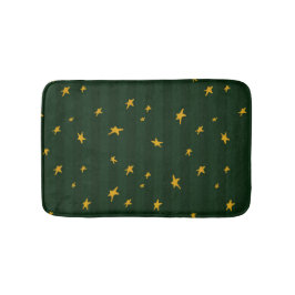 Holiday Green Yellow Stripe Star Christmas  Badmat