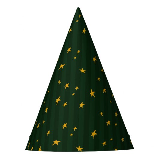 Holiday Green Yellow Stripe Star Christmas  Feesthoedjes (Voorkant)