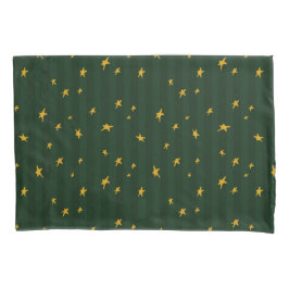 Holiday Green Yellow Stripe Star Christmas  Kussensloop