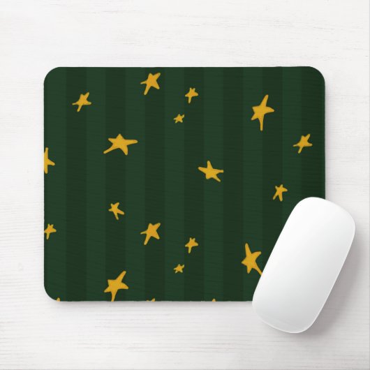 Holiday Green Yellow Stripe Star Christmas  Muismat (Met muis)