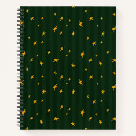 Holiday Green Yellow Stripe Star Christmas  Notitieboek