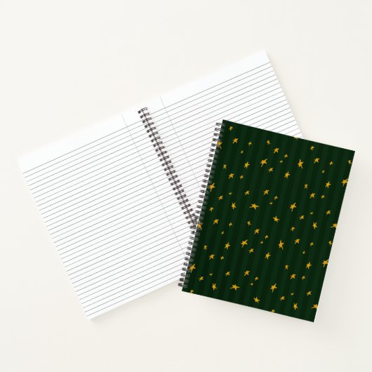 Holiday Green Yellow Stripe Star Christmas  Notitieboek (Binnen)