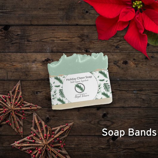 Holiday Greenery Artisan Soap Band Wrap Uitnodigingen Wikkel