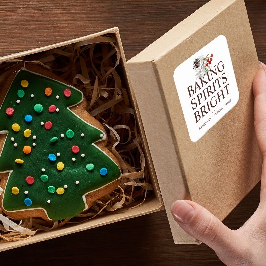 Holiday Greenery Baking Spirits Bright Vierkante Sticker