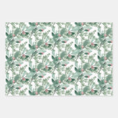 Holiday Greenery Dark Green en Red Kerstmis Inpakpapier Vel (Voorkant)