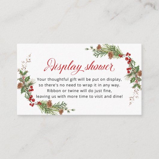 Holiday Greenery Display Shower Informatiekaartje (Voorkant)