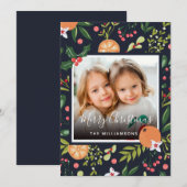 Holiday Greenery en Citrus Foto Kerstmis Kaart (Voorkant / Achterkant)