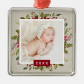 Holiday Greenery Keepomwille Fotokerst Metalen Ornament (Voorkant)
