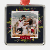 Holiday Greenery Keepomwille Fotokerst Metalen Ornament (Voorkant)