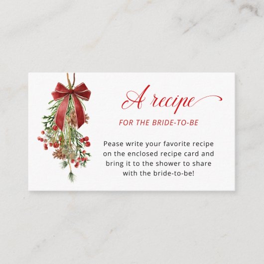 Holiday Greenery Recipe for the bride to be Informatiekaartje (Voorkant)