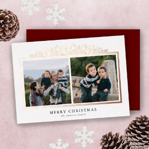 Holiday Greenery Roos Gold Foil 2 Foto kerstmis Folie Feestdagenkaart