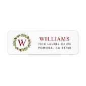 Holiday Greenery Wreath Monogram Adres Etiket (Voorkant)
