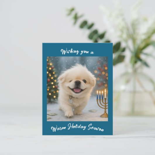 Holiday greeting card feat. Pete the Pekingese Feestdagenkaart (Staand voorkant)
