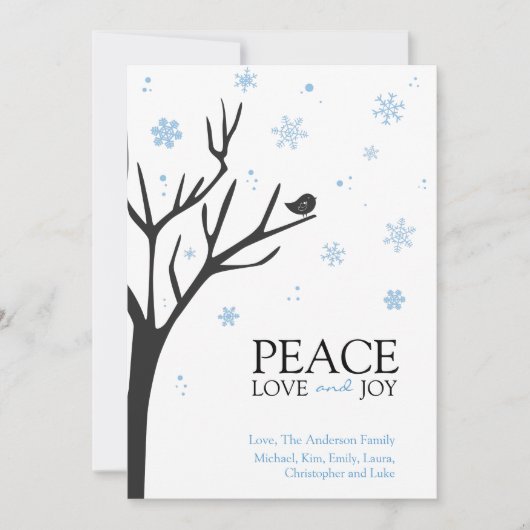 Holiday Greeting Card - Peace Love Joy Feestdagenkaart (Voorkant)