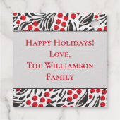 Holiday Greeting Holly Berries Modern Kerstmis Bedankjes Labels (Achterkant)